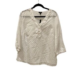 NWT Talbots 3/4 Sleeve White Textured Women's Top